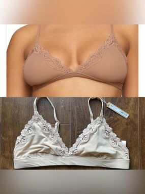 NWT SKIMS Plus Fits Everybody Lace-Trim Bralette Bra in Clay. Soft! Size 2X.